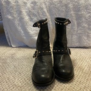 Jimmy Choo Studded Black Leather Biker Boot